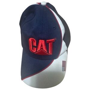 CAT Caterpillar Red Logo Hat United States Flag Baseball Strapback Cap